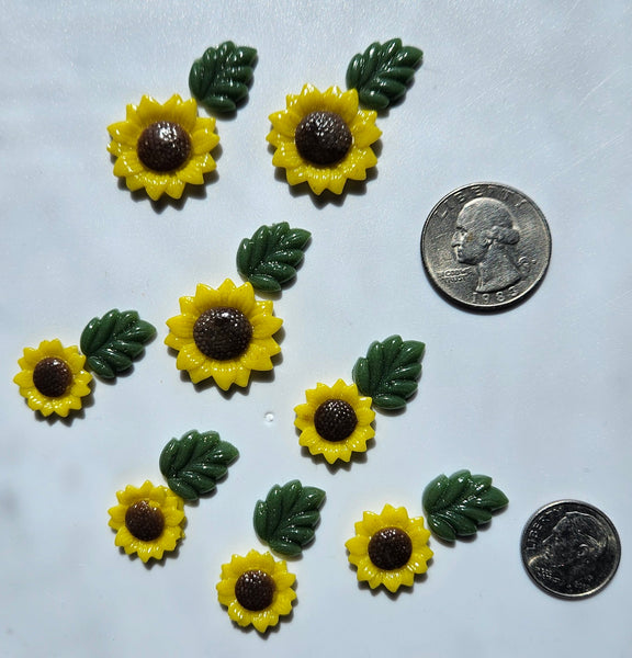 COE 96 Fusible Glass Flowers (Sunflower .62 - .88 inch) and Leaves for Your Fused Glass Projects