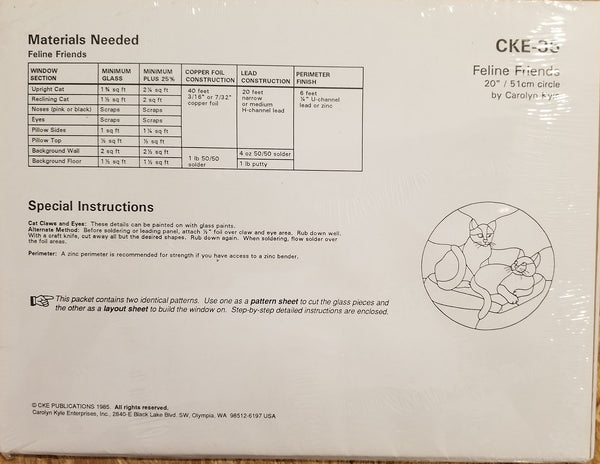 CKE 35 - Feline Friends - Full size pattern 20 Inch
