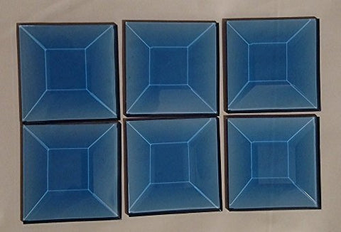 6 - 2 Inch Square Blue Glass Bevels