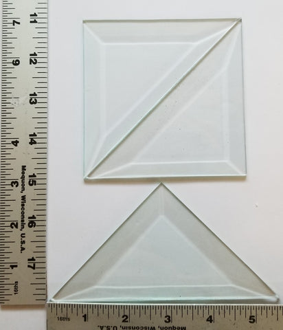4 x 4 x 5 1/2 Inch Clear Glass Triangles Bevels Pack of 5
