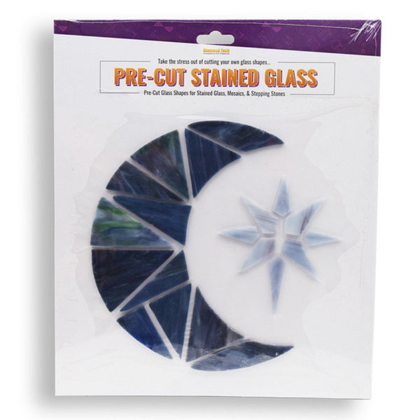 10 x 10 Inch Pre-Cut Stained Glass Crescent Moon (Mosaics/Suncatchers)