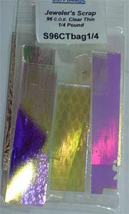 1/4 LB Dichroic Scrap Thin Clear 96 Glass COE96 Fusible DC114-74542